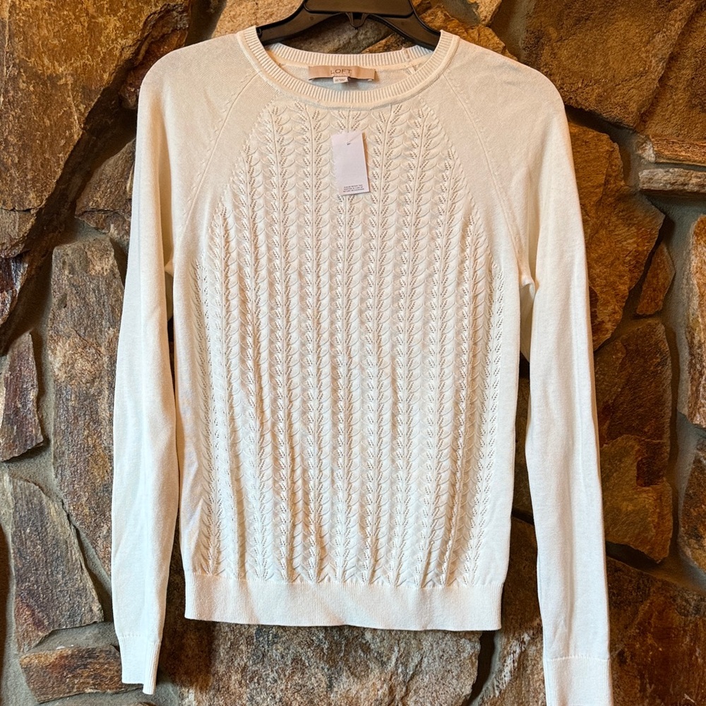 LOFT Textured Cream Sweater